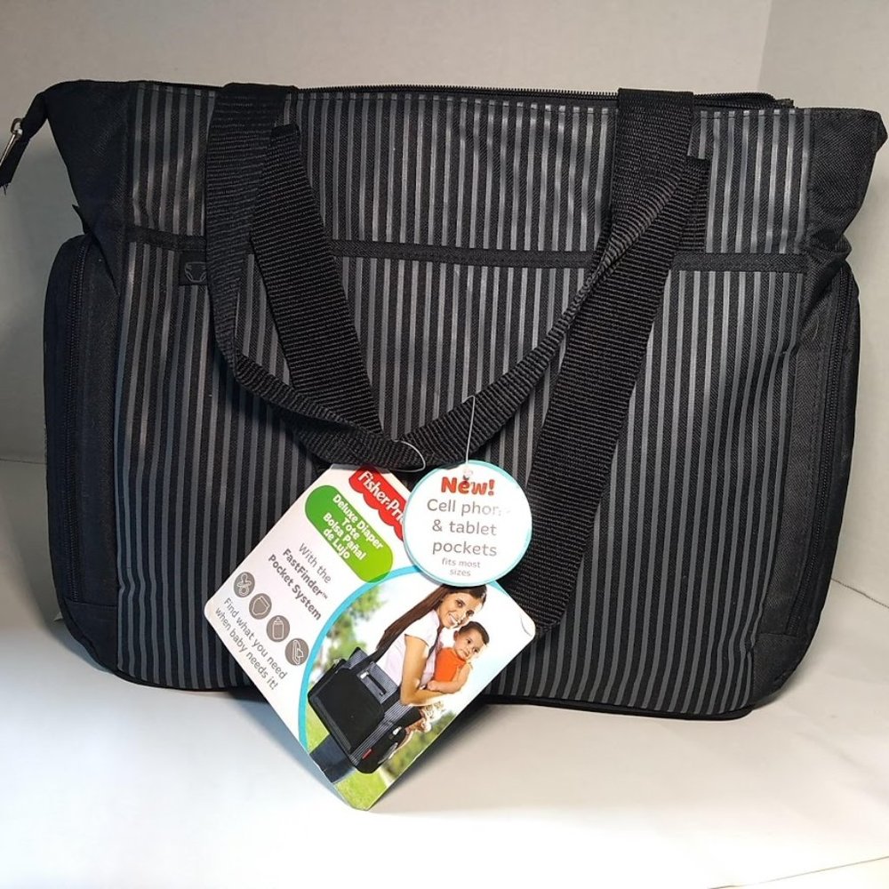 Fisher-Price striped Fastfinder Deluxe Diaper Tote